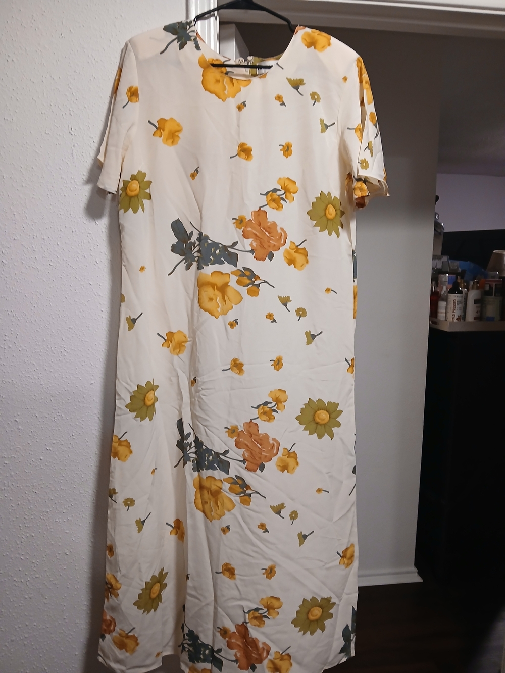 KAMALI & CO Vintage Cream Floral Midi Dress with Yellow & Olive Blooms